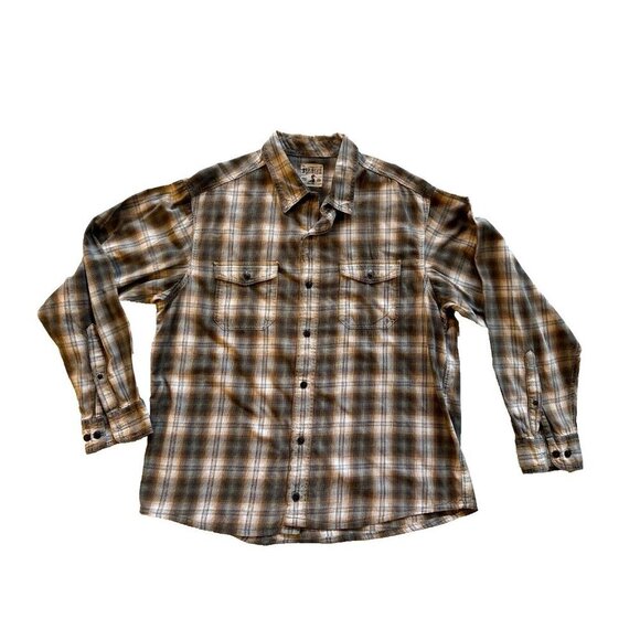 Red Head Shirt Mens Large Long Sleeve Pockets Button Front Flannel Plaid Choose - Picture 2 of 16